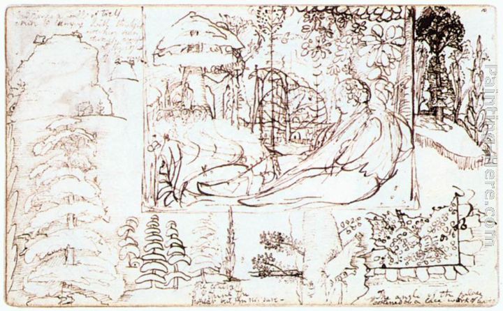 Sketchbook, folio 5 verso painting - Samuel Palmer Sketchbook, folio 5 verso art painting